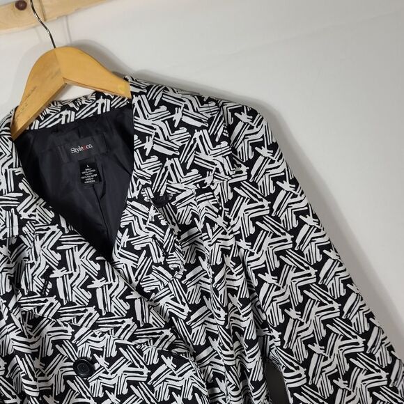 Style & Co double breasted black & white pea coat - Picture 5 of 12